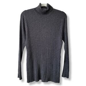 Chicos Women CoolMax Gray Turtleneck Sweater Pullover XL 3 Classic Neutral Cozy